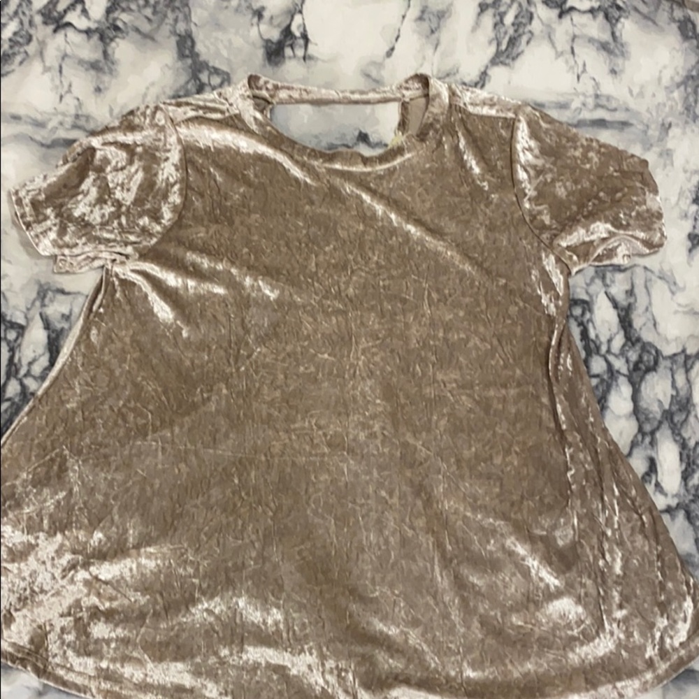 Champagne crushed velvet shirt